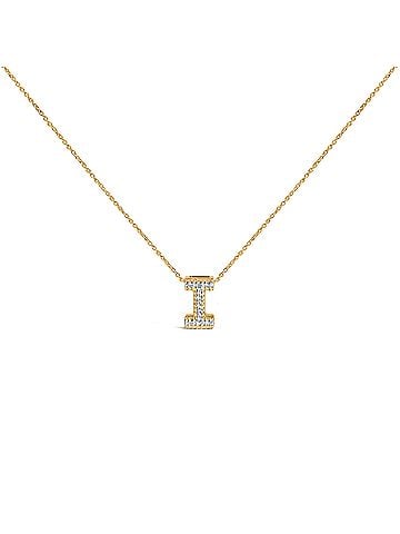 Haus of Brilliance Yellow Gold Vermeil Diamond Accent "I" Initial Bubble Pendant Necklace (view 1)