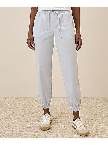 Pact Washed Blue Stretch Poplin Jogger (view 2)