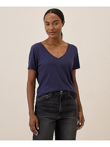 Pact Eclipse Purple Featherweight Slub V-Neck Tee (view 2)