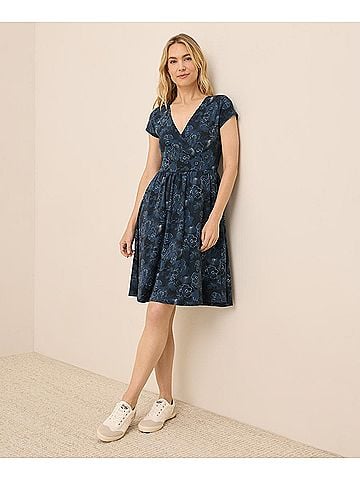 Pact Solstice Floral Fit and Flare Crossover Dress (view 2)