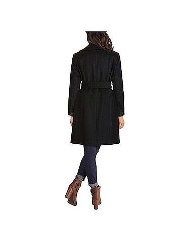 Cole Haan Black Wool Blend Belted Wrap Coat Coat (view 2)
