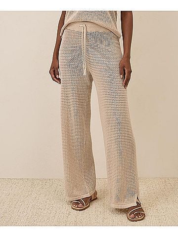 Pact Sandshell Beachside Crochet Knit Pant (view 2)