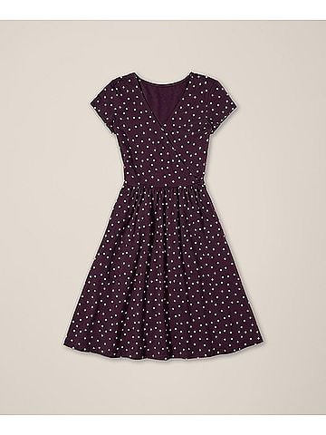 Pact Berry Polka Dot Fit and Flare Crossover Dress (view 1)