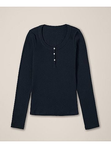 Pact Midnight Blue Easy Rib Slim Henley (view 1)