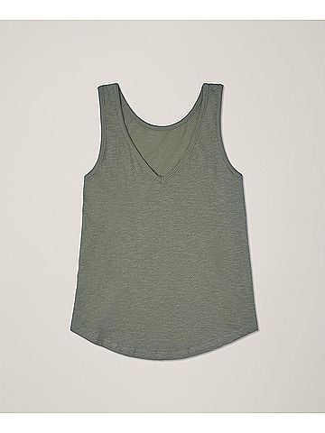 Pact Castor Green Featherweight Slub Reversible Tank (view 1)