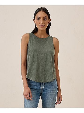 Pact Castor Green Featherweight Slub Reversible Tank (view 2)