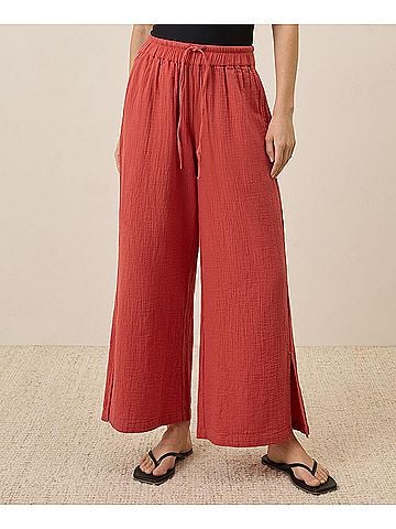 Pact Kumquat Coastal Double Gauze Split Hem Pant (view 2)