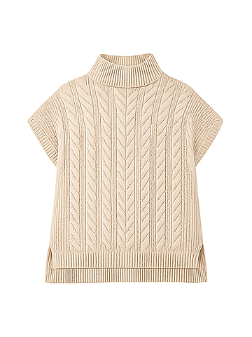 Pact Sandshell Cable Knit Poncho (view 1)