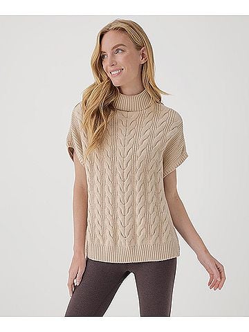 Pact Sandshell Cable Knit Poncho (view 2)