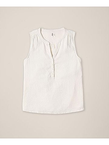 Pact Sea Salt Coastal Double Gauze Henley Tank (view 1)