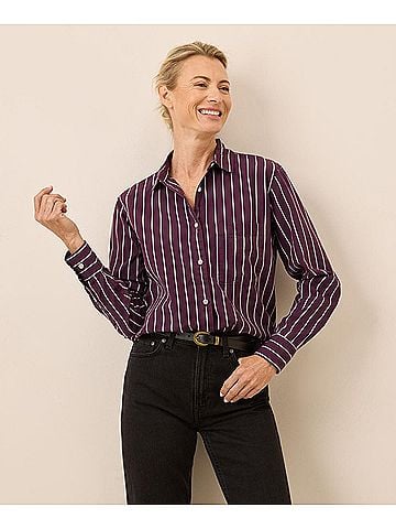 Pact Carmel Stripe All Day Poplin Classic Shirt (view 2)
