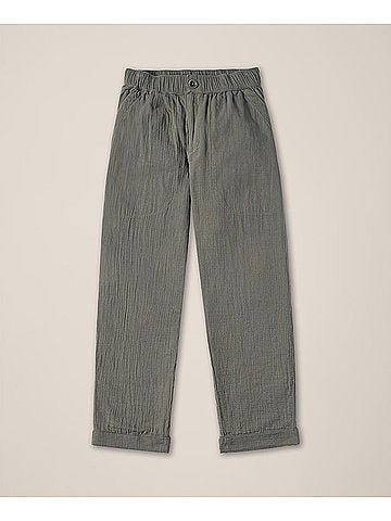 Pact Castor Green Coastal Double Gauze Rolled Cuff Pant (view 1)