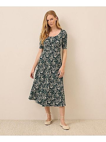 Pact Fjord Floral Fit and Flare Signature Scoop Dress (view 2)