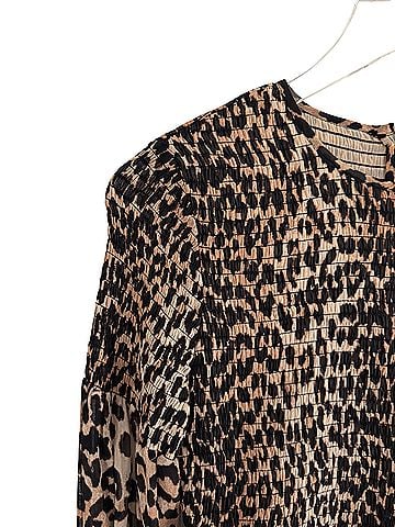 Ganni Leopard Georgette Smocked Midi Dress Cocktail Dress (view 2)
