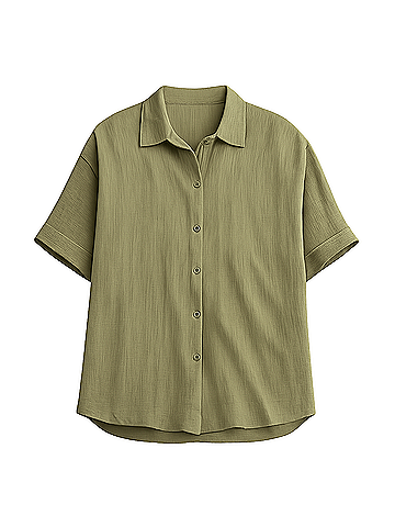 Pact Khaki Green Coastal Double Gauze Oversized Shirt (view 1)