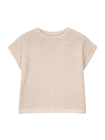 Pact Sandshell Beachside Crochet Knit Short Sleeve Top (view 1)