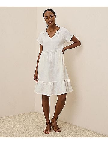 Pact Sea Salt Coastal Double Gauze Breezy Dress (view 2)