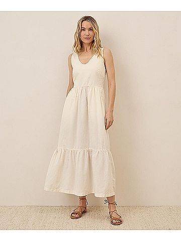 Pact Bone Canopy Linen Blend Easy Tank Dress (view 2)