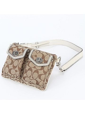 Coach Coach Signature Leather Canvas Shoulder Bag Handbag Tote for Women (view 1)