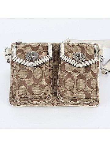 Coach Coach Signature Leather Canvas Shoulder Bag Handbag Tote for Women (view 2)