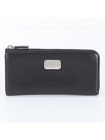 Tod's Tod's Leather Long Wallet, Round Zipper, Black, Silver Hardware, Women's (view 1)