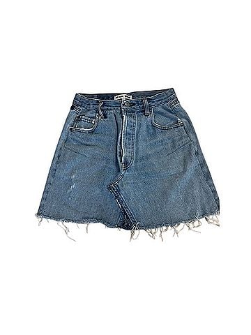 RE/DONE Levis Reconstructed Denim Mini Skirt Denim Skirt (view 2)