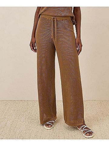 Pact Brown Sugar Beachside Crochet Knit Pant (view 2)