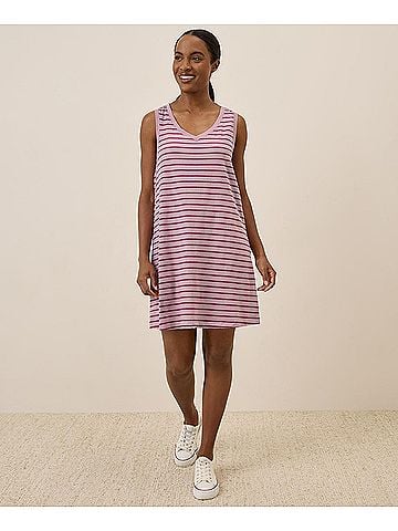 Pact Point Reyes Stripe Softspun A-Line Tank Dress (view 2)