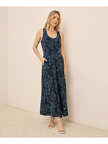 Pact Solstice Floral Fit and Flare Open Back Maxi Dress (view 2)
