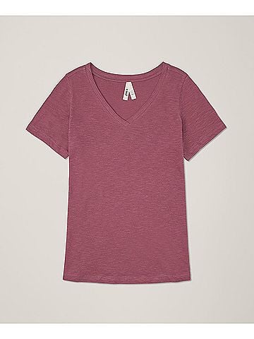 Pact Mauve Featherweight Slub V-Neck Tee (view 1)