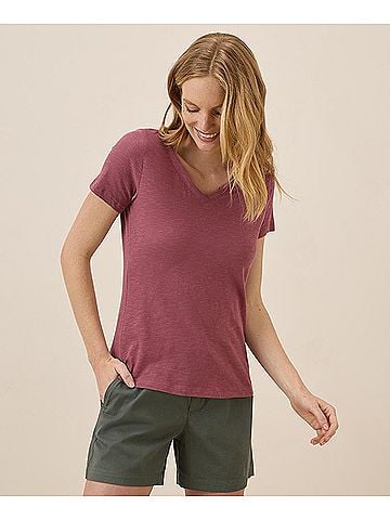 Pact Mauve Featherweight Slub V-Neck Tee (view 2)