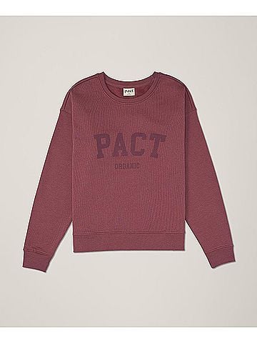 Pact Pact Organic Mauve Brushed Fleece Graphic Crew Sweatshirt (view 1)