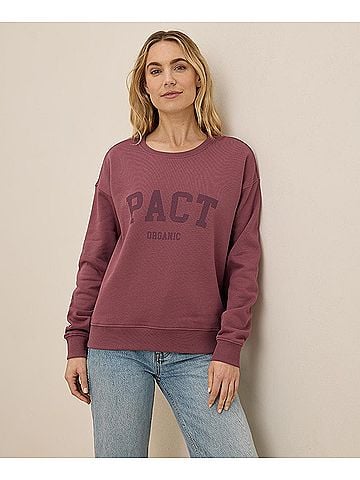 Pact Pact Organic Mauve Brushed Fleece Graphic Crew Sweatshirt (view 2)