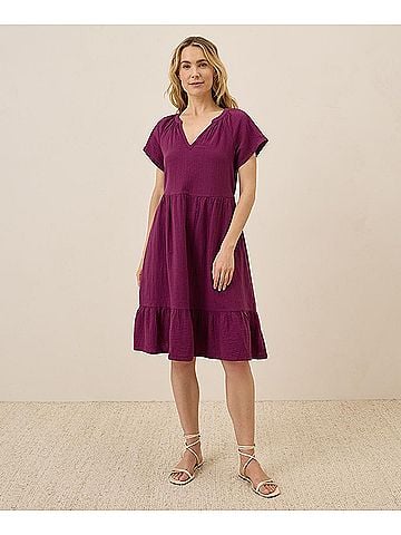 Pact Sangria Coastal Double Gauze Breezy Dress (view 2)
