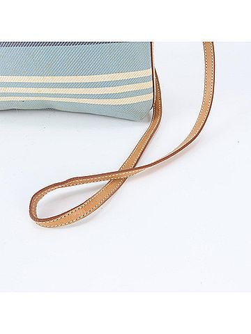 Burberry Burberry striped leather and canvas shoulder bag, handbag, tote bag for women. (view 2)