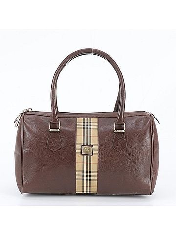 Burberry Burberry Nova Check Mini Boston Bag Leather Handbag Tote Brown Women's (view 1)