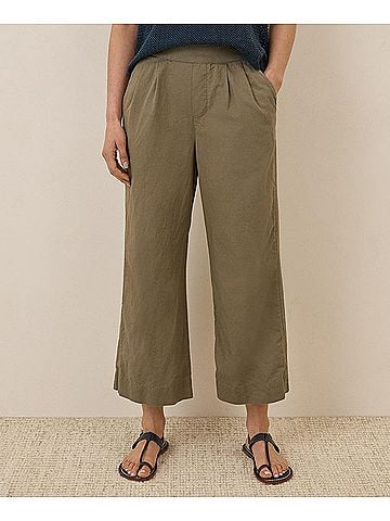 Pact Khaki Green Canopy Linen Blend Pleated Trouser (view 2)