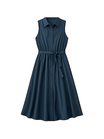 Pact Midnight Blue Sunset Lightweight Cotton Sleeveless Shirtdress (view 1)