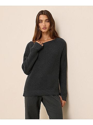 Pact Black Heather Luxe Knit Boatneck Sweater (view 2)