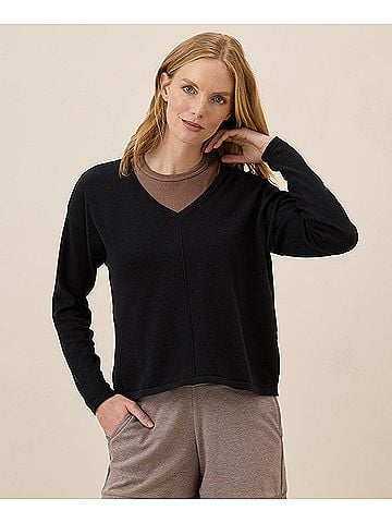 Pact Black Classic Fine Knit Relaxed Sweater (view 2)