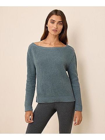 Pact River Rock Heather Luxe Knit Boatneck Sweater (view 2)