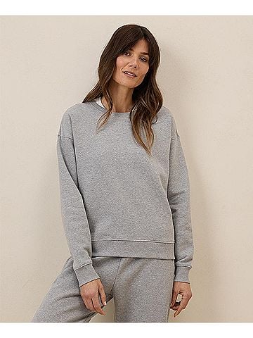 Pact Heather Grey Cloud Brushed Fleece Crew Sweatshirt (view 2)