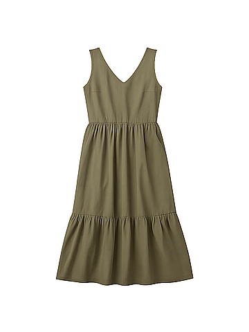 Pact Khaki Green Canopy Linen Blend Easy Tank Dress (view 1)