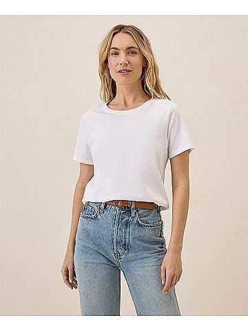 Pact White Luxe Stretch Jersey Slim Tee (view 2)