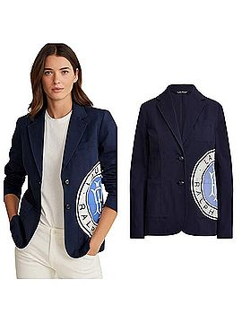 Lauren by Ralph Lauren Large Logo Stretch Cotton Canvas Blazer Blazer (view 1)