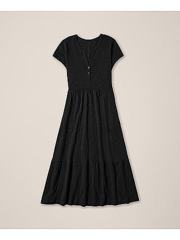 Pact Black Relaxed Slub Henley Market Dress (view 1)