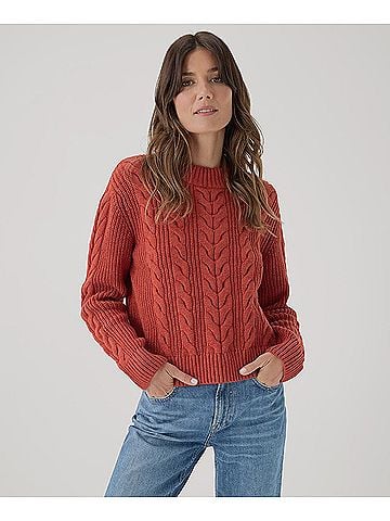 Pact Tandoori Cable Knit Crew Sweater (view 2)