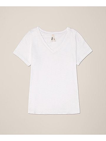 Pact White Featherweight Slub V-Neck Tee (view 1)