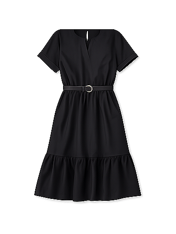 Pact Black Canopy Linen Blend Notch Neck Dress (view 1)