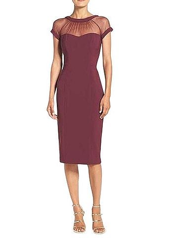 Maggy London Illusion Yoke Crepe Sheath Dress Cocktail Dress (view 1)